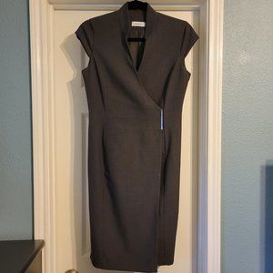 Calvin Klein Gray Cap Sleeved Wrap Dress